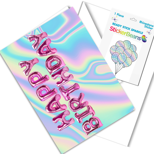 Birthday Balloons Card & Sticker: O/S