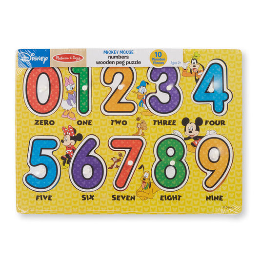 Mickey Mouse Numbers Wooden Peg Puzzle - 10 Pieces